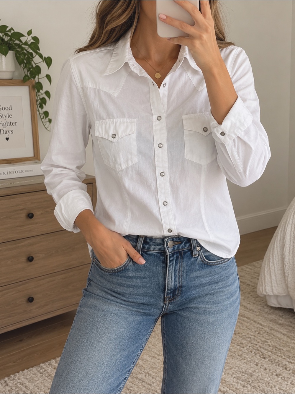 Wrangler-Style Button-Up Shirt for women